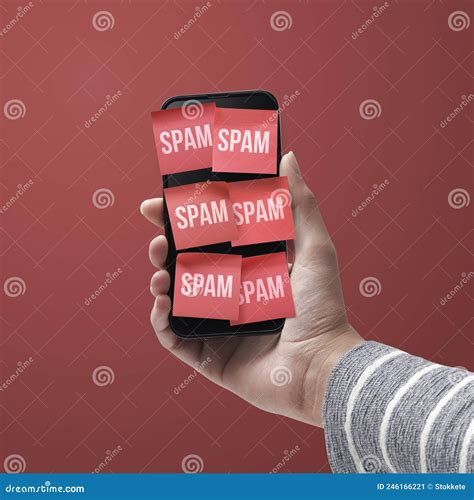 Spam texts on a smartphone stock image. Image of hacking - 246166221