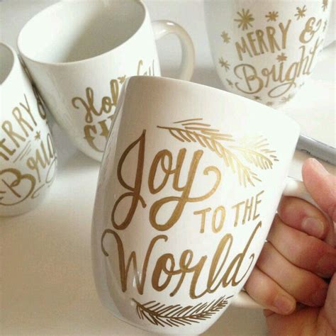 Joy To The World Mug In Gold Diy Christmas Mugs Diy Sharpie Mug