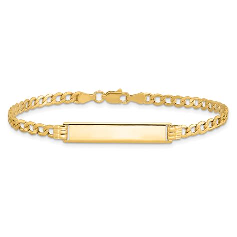 14k Yellow Gold Cuban Id Bracelet Fine Jewelry Women Ts Her Ebay