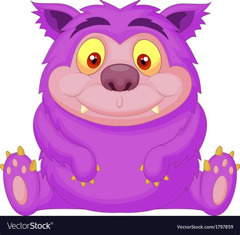 Cute Purple Monster Cartoon Royalty Free Vector Image