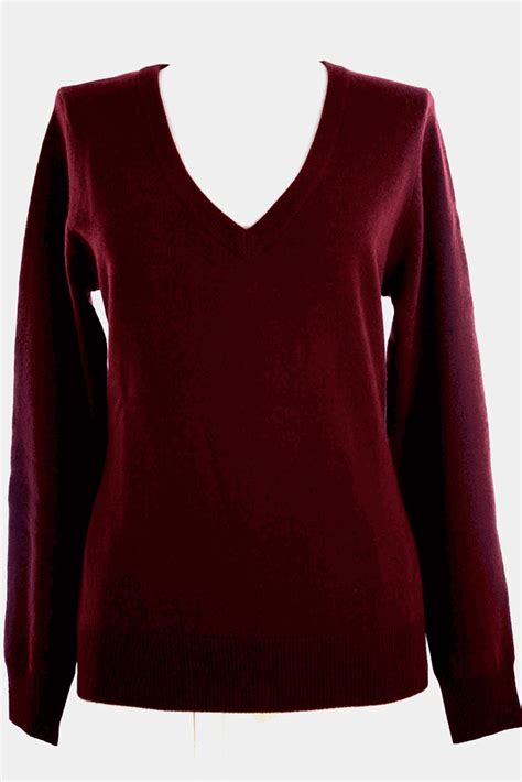 Cashmere Sweater Womens Pure Cashmere Sweaters V Neck Burgundy