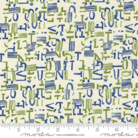 Moda Fabrics Collage By Janet Clare Foliage Leaf Cream Blue