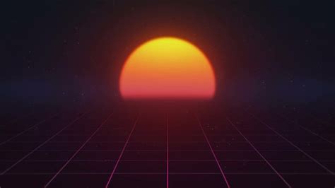 80s Retro Sci Fi Sunrise Grid Stock Motion Graphics