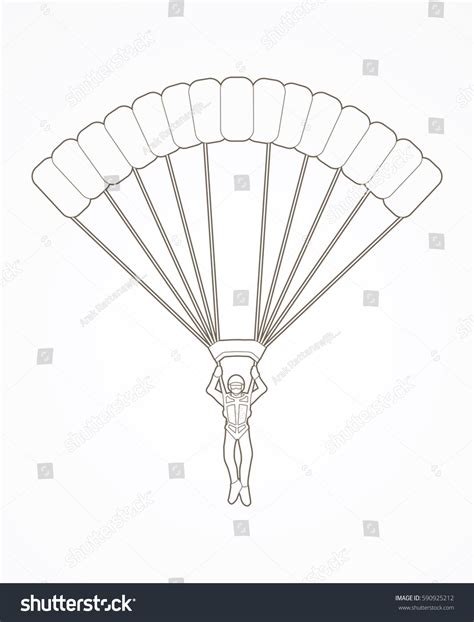 Parachuting Silhouette Outline Graphic Vector Stock Vector Royalty