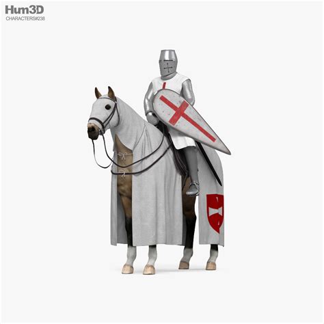 Crusader Knight On Horse 3d Model Download Characters On