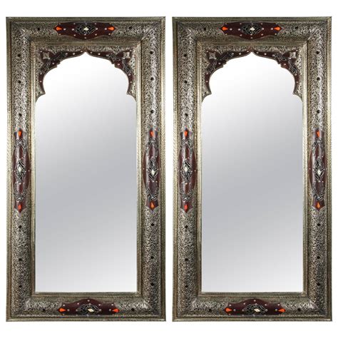 Moroccan Mirror With Silver And Leather Design For Sale At 1stdibs