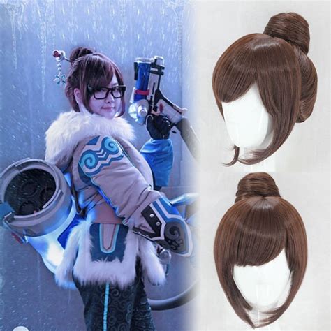 Overwatch Ow Mei Ling Zhou Cosplay Wig Brown Knot Halloween Comic Con