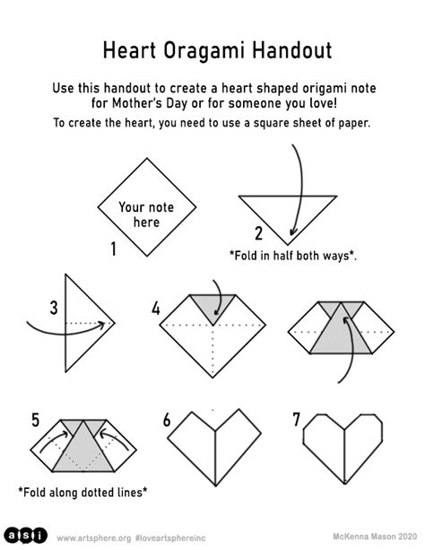 Origami Heart Handouts Art Sphere Inc
