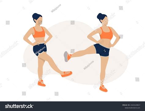Woman Doing Leg Swing Exercise Stock Vector Royalty Free Shutterstock