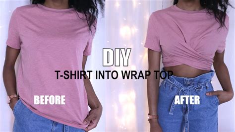 How To Transform A T Shirt Into Wrap Top Diy Clothing Hack Youtube