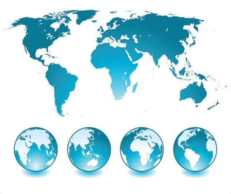 Mapa Mundial Com Globos Vetor Premium