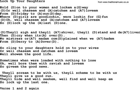 lock up your daughters by the dubliners song lyrics and chords