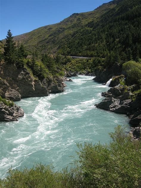 Kawarau Gorge Where Roaring Meg Joins The Kawarau River In Central