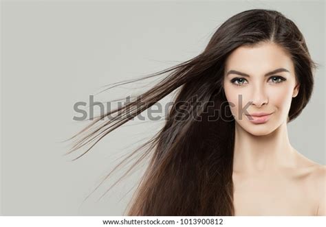 Young Perfect Woman Blowing Hair Beauty Stock Photo 1013900812
