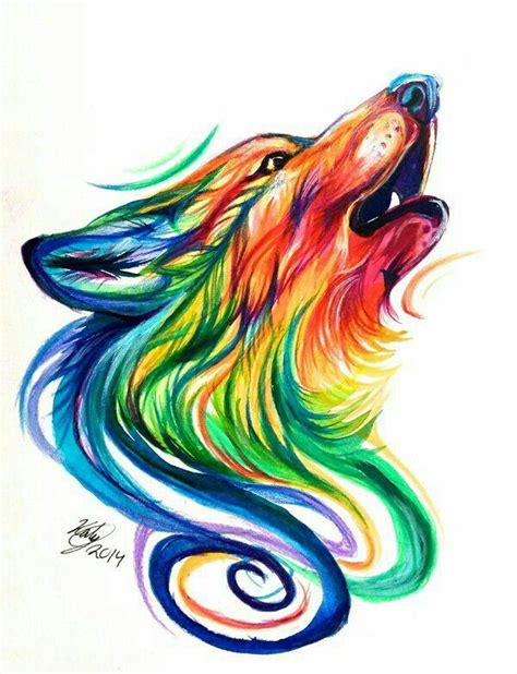 Rainbow Wolf Mystical Animals Animal Drawings Wolf Sketch