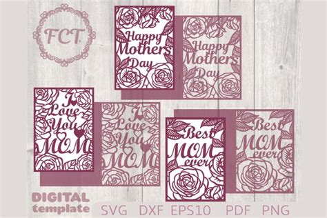 Happy Mothers Day Card Set Svg Mothers Card 5x7 Cricut