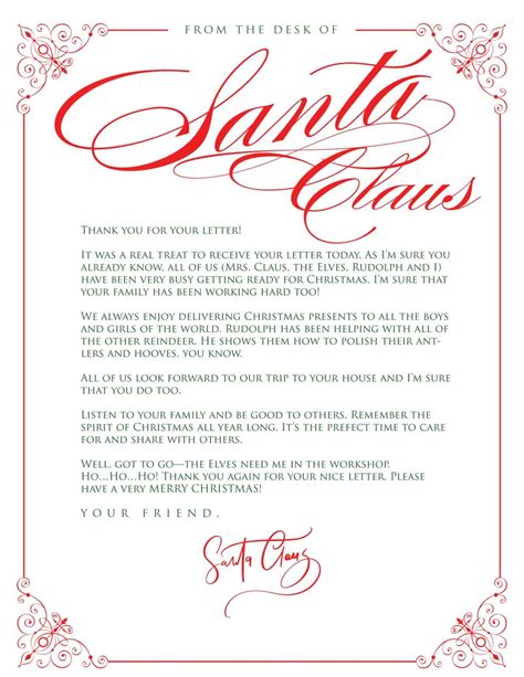 From Santa Letter Template Printable Printable Templates