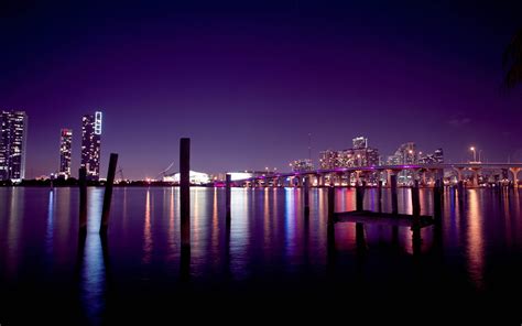 fondos de pantalla ee uu miami puente río noche rascacielos luces 2880x1800 hd imagen