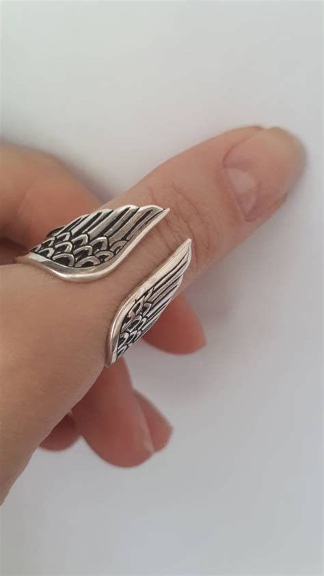Angel Wings Sterling Silver Ring Statement Ring Boho Jewelry Etsy