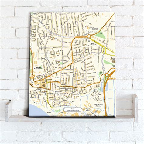 Map Canvas Personalised Ordnance Survey Street Map Optional Inscrip
