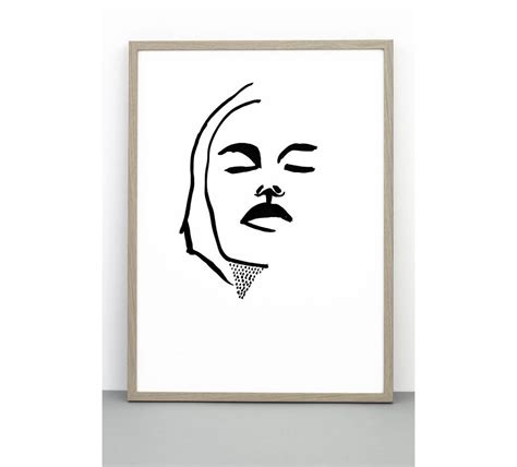 Print Portrait Two Face Poster Line Drawing Wall Art By One Must