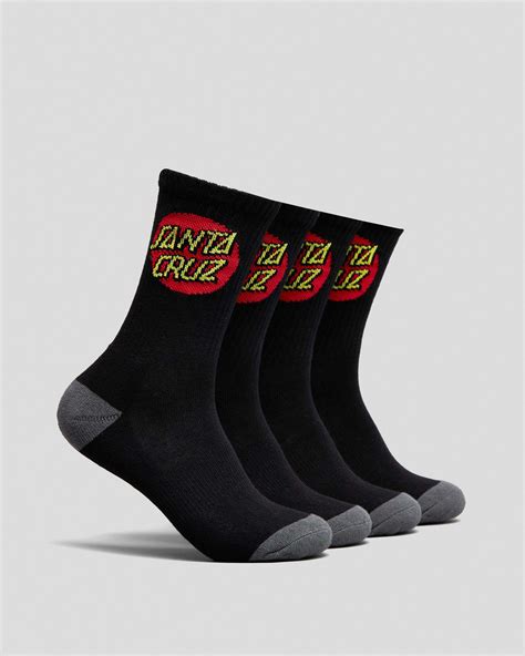 Shop Santa Cruz Boys Classic Dot Crew Socks 4 Pack In Black Fast