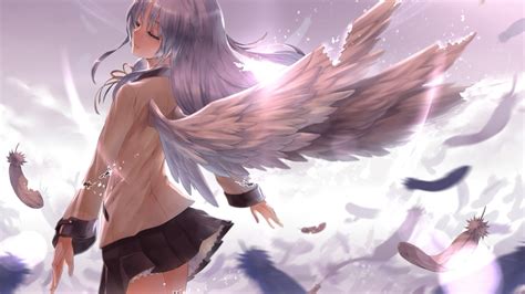 wallpaper anime girls wings angel angel beats tachibana kanade mythology wing