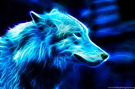 Neon Blue Wolf Wallpapers Desktop Background
