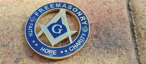 Large 3 Freemasonry Masonic Faith Hope Charity Metal Car Emblem Navy