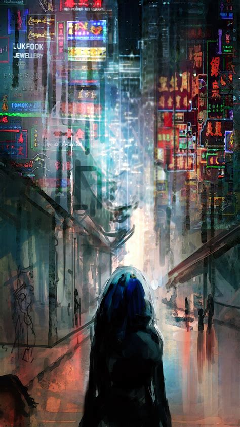 1080x1920 Anime Cyberpunk Scifi Artist Lights Artwork Digital Art