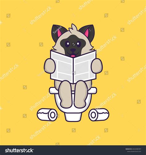 Cute Cat Pooping On Toilet Read Stock Vector Royalty Free 2023498787
