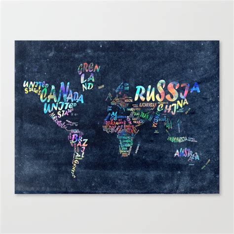 World Map Typography Watercolor 4 Canvas Print By Bekim Art Society6