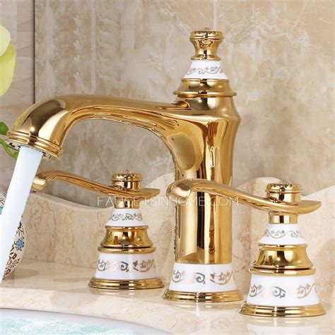 Bathroom faucets better life sink luxury home decor bath taps sink tops vessel sink decoration home. Luxury Polished Brass Two Handles 3 Hole Bathroom Faucet