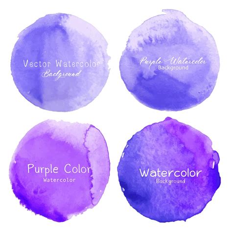 Purple Watercolor Circle Set On White Background Vector Illustration