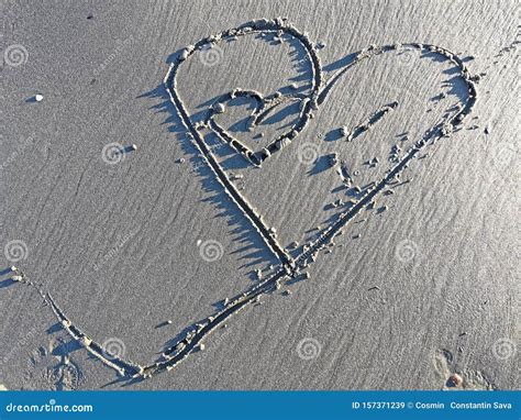 Love Heart On Sandy Beach Stock Image Image Of Desire 157371239