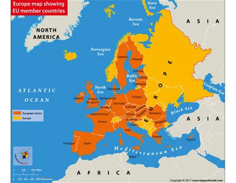 Buy Europe Map Showing Eu Member Countries