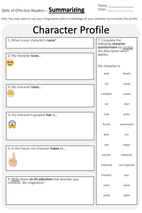 Character Sheet Writing Template Web A Template For Each Itchprintable