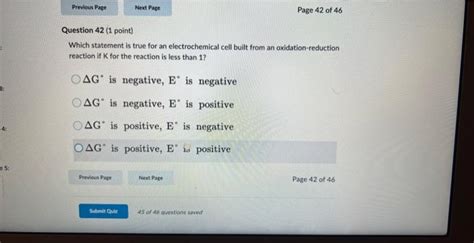 Solved Which Statement Is True For An Electrochemical Ce