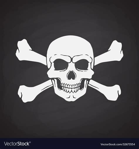 Silhouette Skull Jolly Roger With Crossbones Vector Image