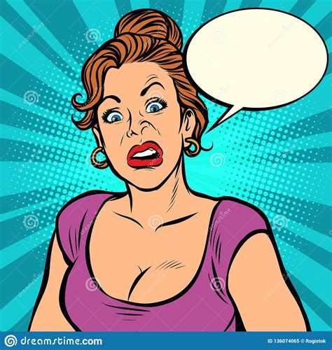 Pop Art Woman With A Funny Surprised Face Stock Vector Illustration