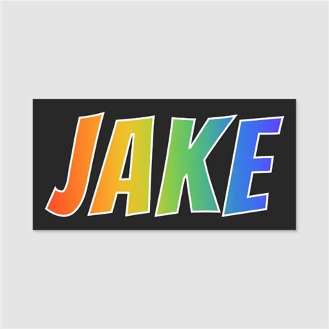 First Name Jake Fun Rainbow Coloring Name Tag