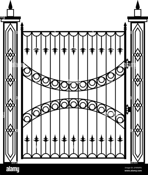 Wrought Iron Gate Ornamental Design Vector Illustration Stock Vector