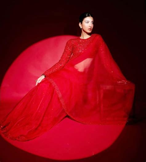 Shanaya Kapoor Embodies Elegance And Class In Stunning Embroidered Red Saree Hot Pics