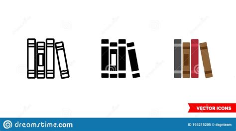 Libraries Icon Of 3 Types Color Black And White Outline Isolated