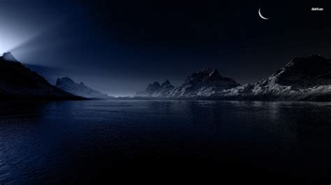 14351 Dark Night Over The Mountain Lake 1920x1080 Fantasy Wallpaper By