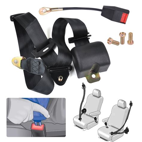 Dwcx Car 3 Point Retractable Seat Lap Belt Safety Strap Adjustable