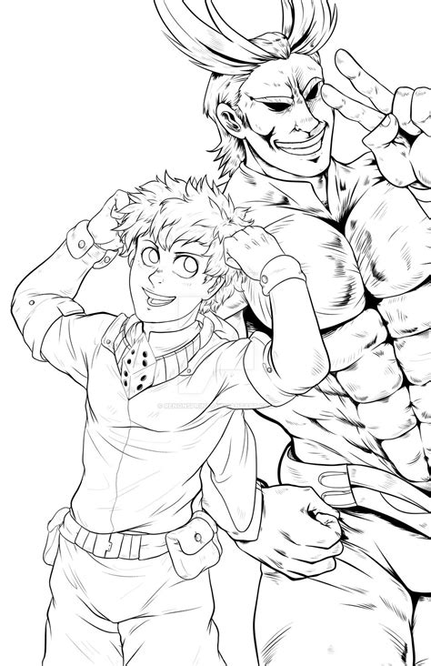 Deku And All Might Lineart By Renonsprints On Deviantart