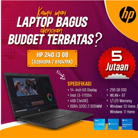 Laptop Hp 240 G8 Core I3 1115g4 Ram 4gb Ssd 256gb Windows 11 Ori