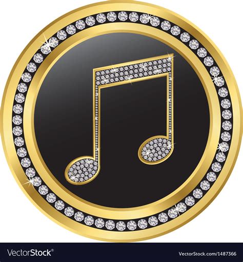 Music Note Gold Icon With Diamonds Royalty Free Vector Image