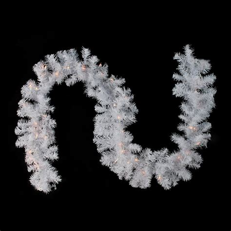 Northlight White Crystal Spruce Christmas Garland 9 Ft Prelit Garland